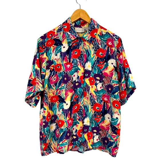 Vintage Nordstrom Point of View floral button up blouse- size medium - Picture 1 of 10